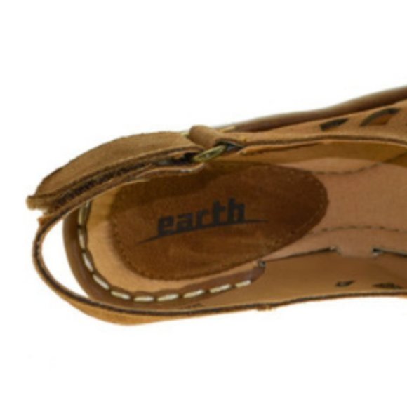 NEW Earth Women Stargaze Suede Tan Geometric Cut Out Open Toe Mule Slide Sandal - Picture 5 of 5